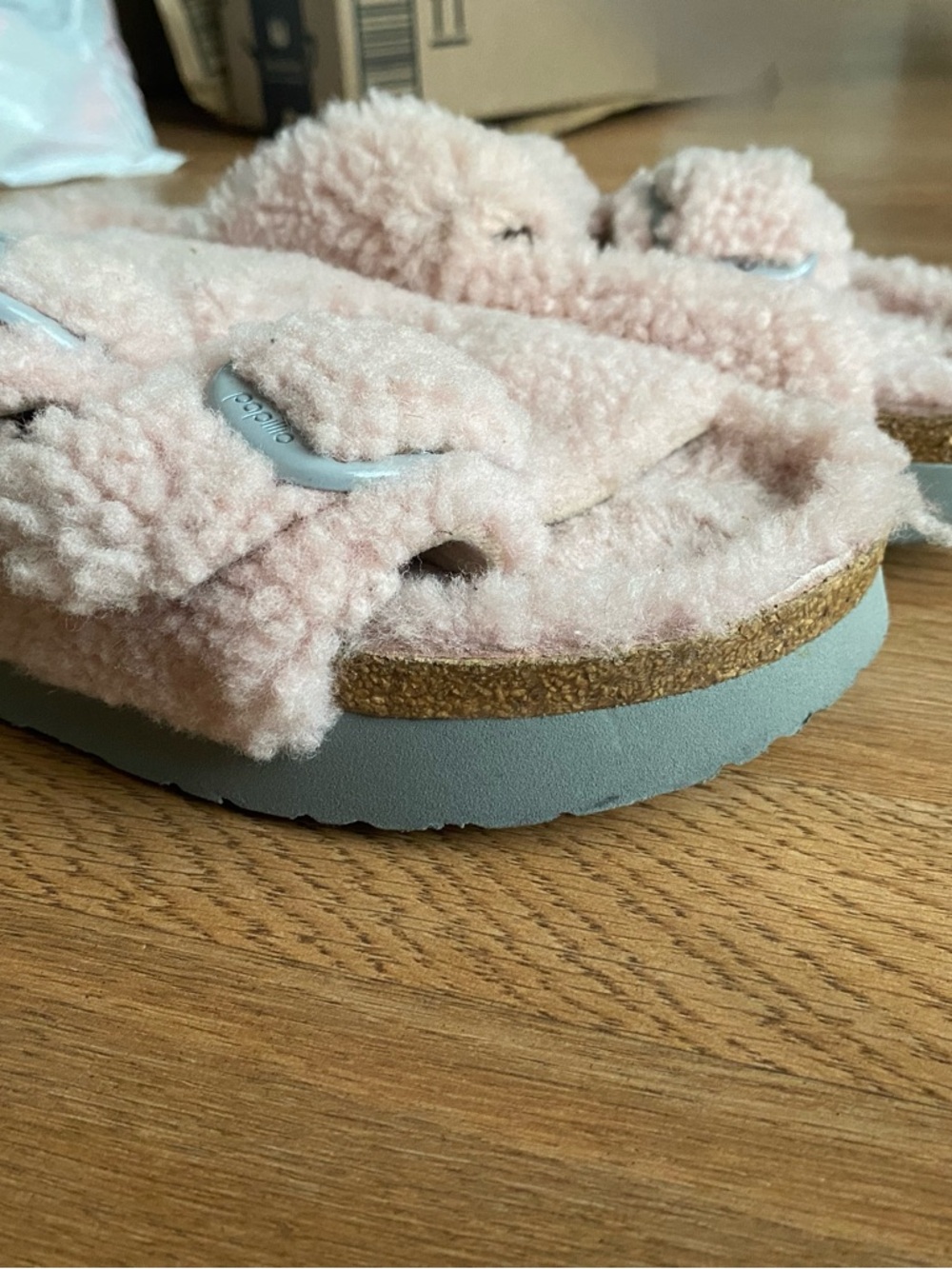 Papillio Plush Shearling Slide Sandals in Blush - Picture 2 of 5